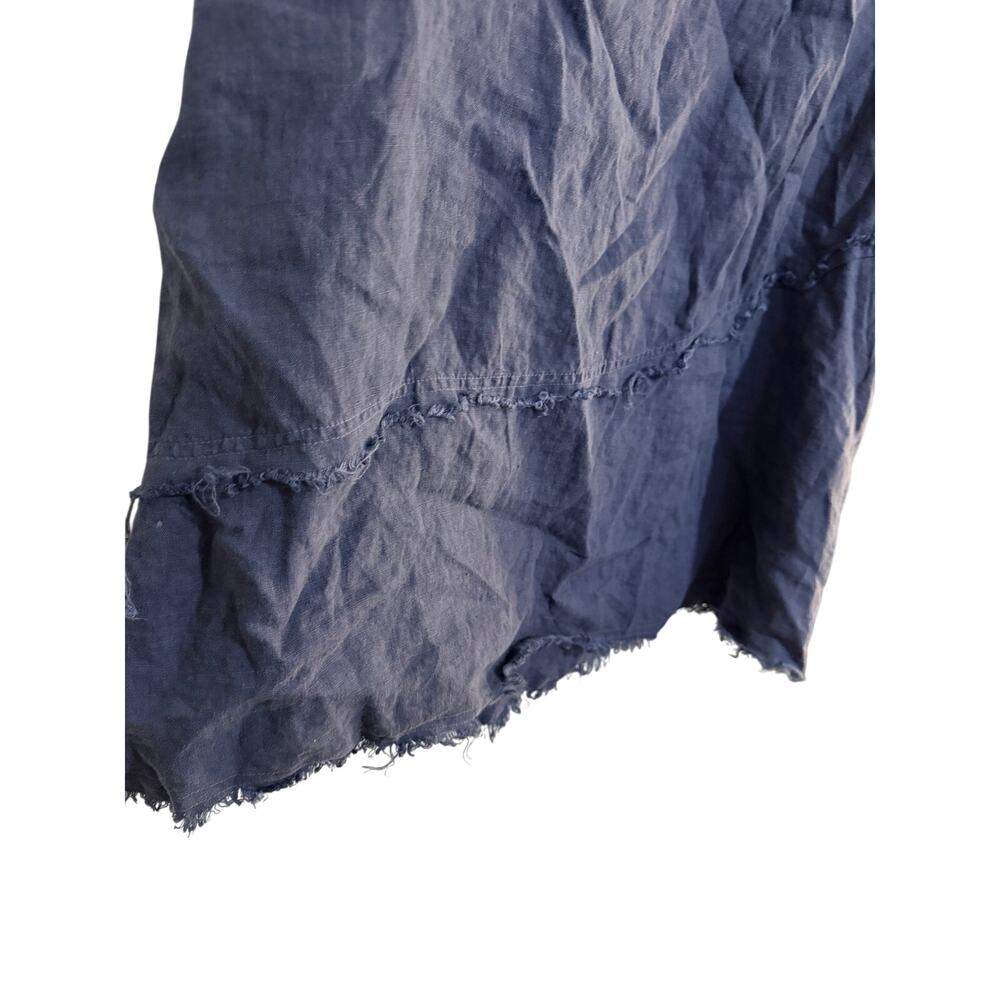 Camille & Co Sz S Oversized Blue 100% Pre-shrunk Linen Lagenlook Raw Seam Tunic - Picture 5 of 8